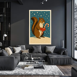 Squirrel Candy Cane Poster
