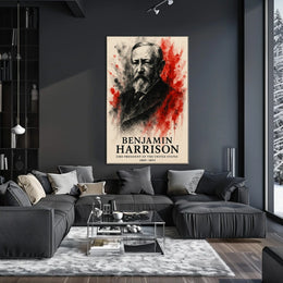 Benjamin Harrison Presidential Watercolor Art Historical Poster