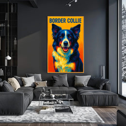 Vibrant Border Collie Portrait Poster