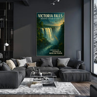 Victoria Falls Waterfall Rainbow Nature Poster
