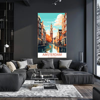 Amsterdam Canals Vintage Travel Poster