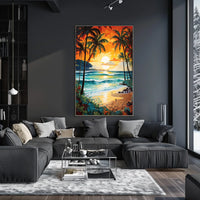 Tropical Beach Sunset Serenity Poster - Travel Poster