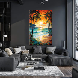 Tropical Beach Sunset Serenity Poster - Travel Poster