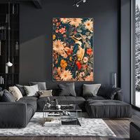 Vibrant Woodpecker Floral Paradise Poster
