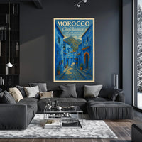 Chefchaouen Blue Pearl Watercolor Art Poster Print