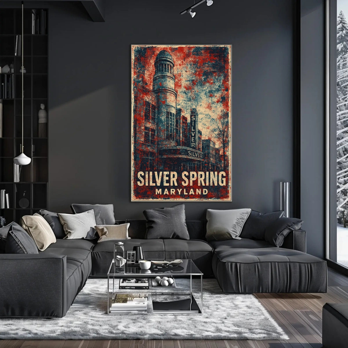 Silver Spring Travel Nostalgia Retro Folk Art Poster