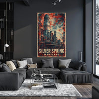 Silver Spring Travel Nostalgia Retro Folk Art Poster