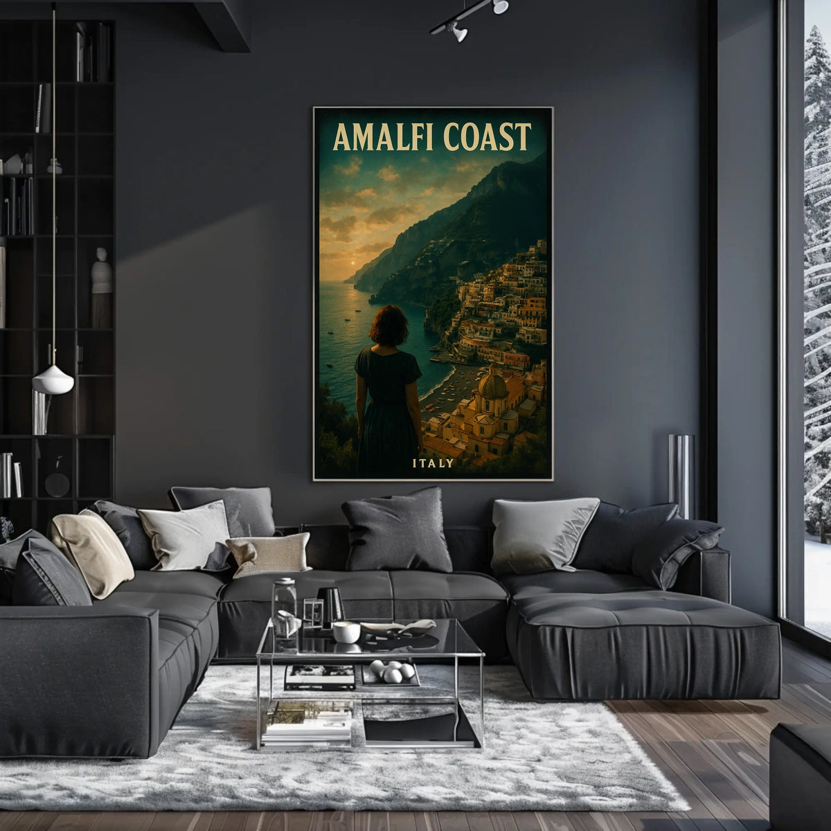 Amalfi Coast Italy Poster Wall Art Blue Water Scene