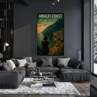 Amalfi Coast Italy Poster Wall Art Blue Water Scene
