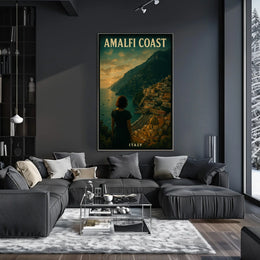 Amalfi Coast Italy Poster Wall Art Blue Water Scene
