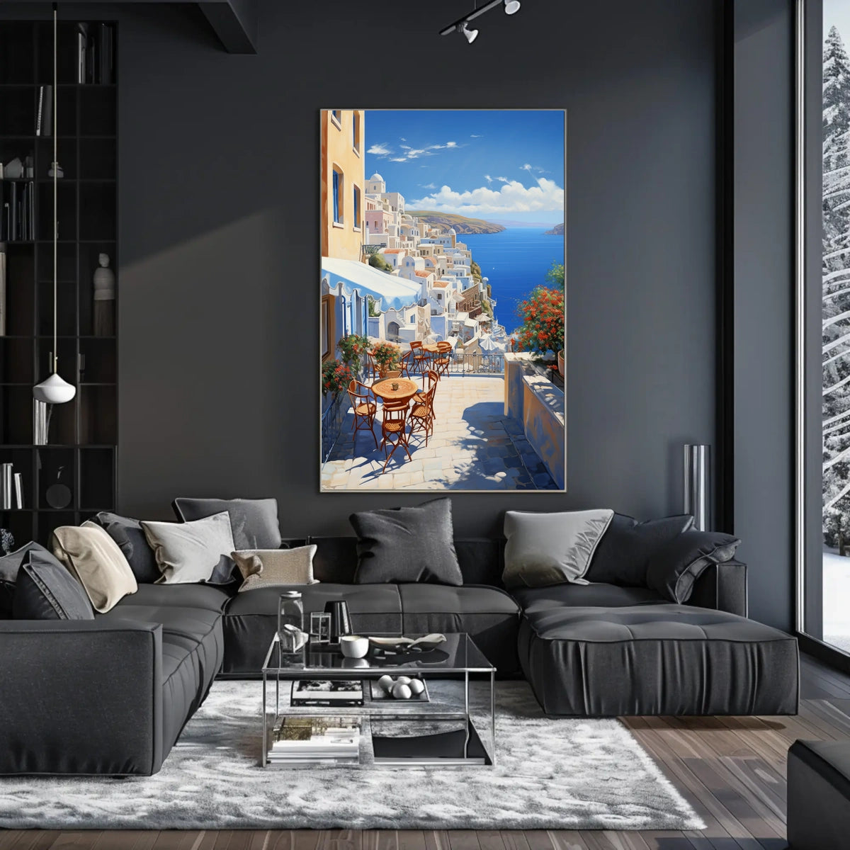 Santorini Coastal Paradise Scene: Travel Poster