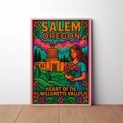 Salem Oregon Willamette Valley Travel Poster