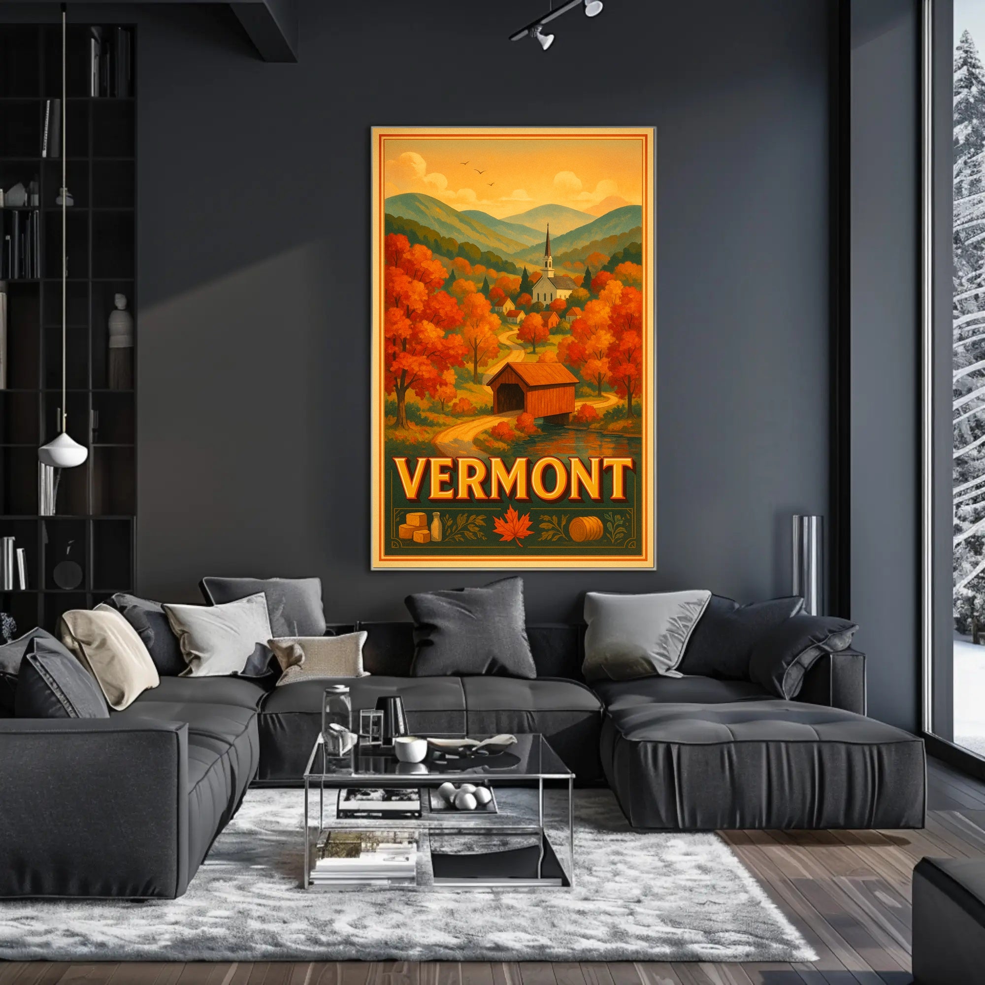 Vermont Autumn Scenic Poster Wall Art Print