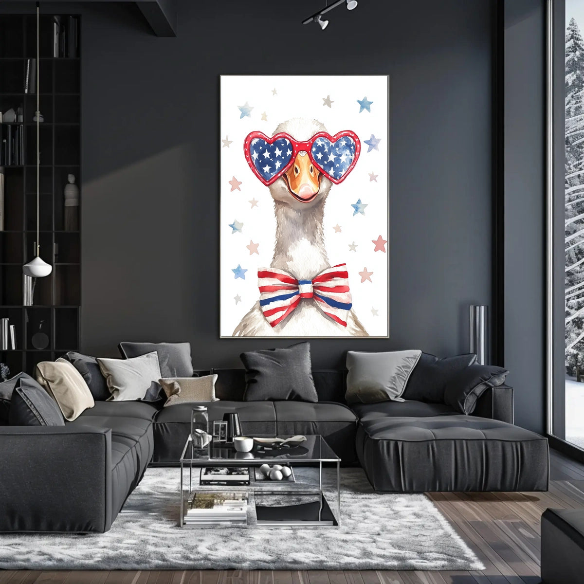 Goose With American Flag Sunglasses Illustration Poster