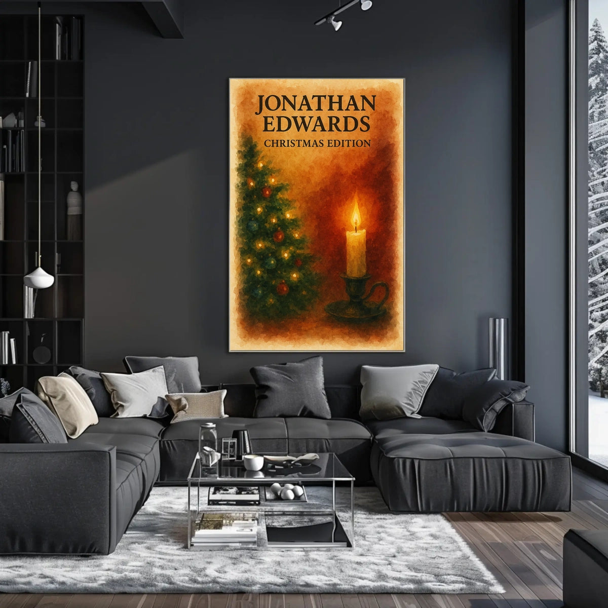 Warm Christmas Setting, Ornaments and Candle Art Poster