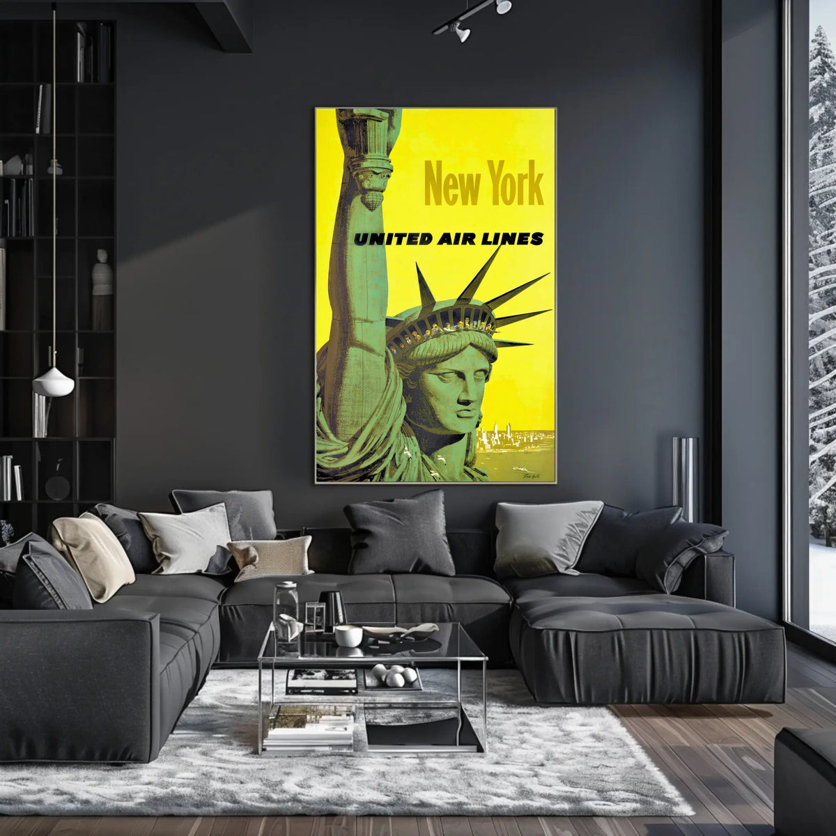 New York City Skyline Poster Vintage Travel Wall Art