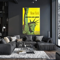 New York City Skyline Poster Vintage Travel Wall Art