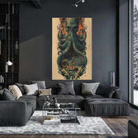 The Kraken Awakens Art Print Poster for Home Decor and Wanderlust Enthusiasts PosterGoat