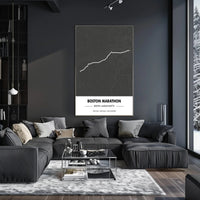Boston Marathon Route Modern Minimalist Sports Poster