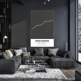 Boston Marathon Route Modern Minimalist Sports Poster