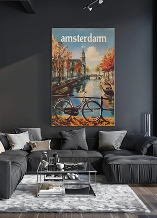 Autumn Amsterdam Canal Vintage Travel Poster