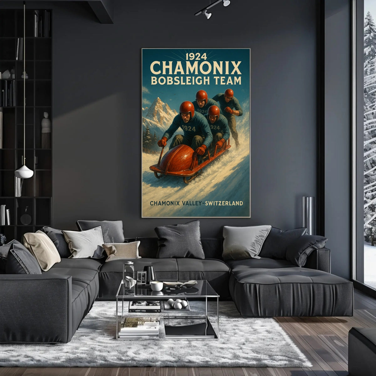 1924 Chamonix Bobsleigh Team Poster