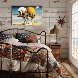 Surreal Floating Structures in Futuristic Sci-Fi Poster