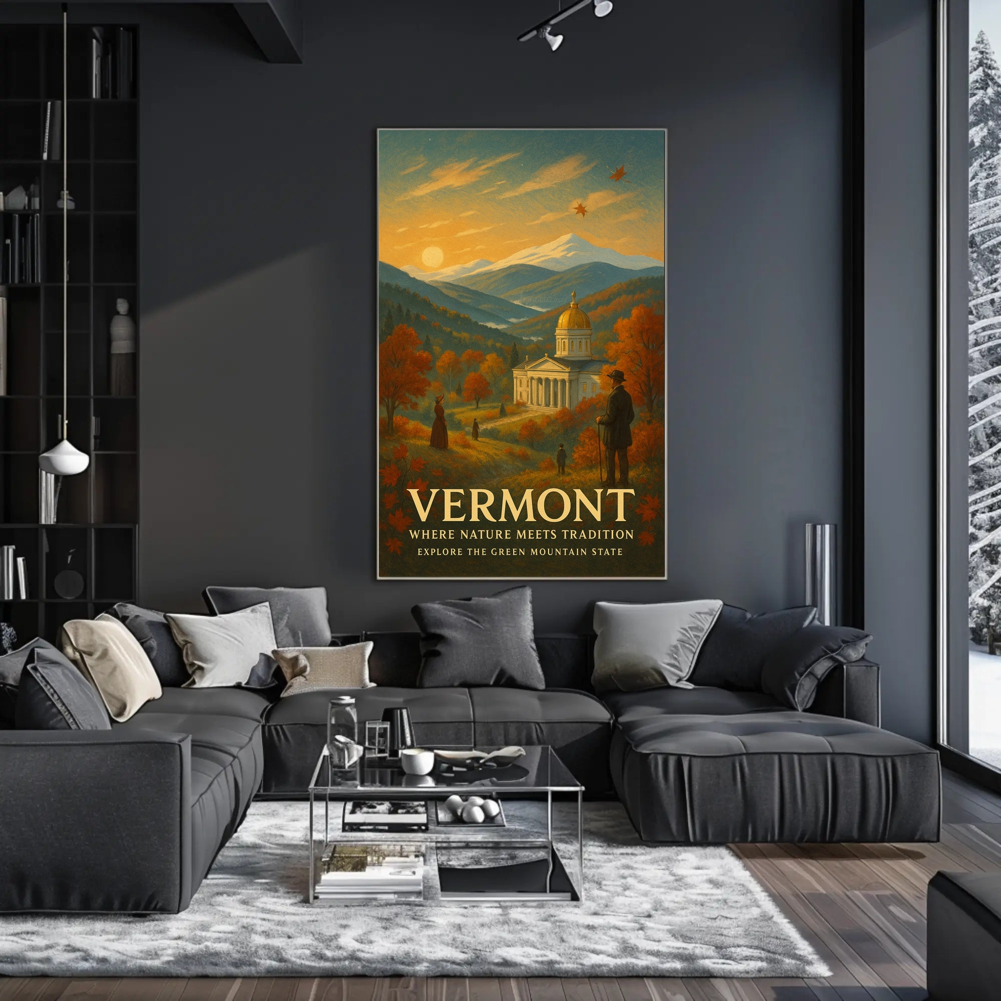 Vermont Travel Poster Vintage Scenic Wall Art