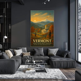 Vermont Travel Poster Vintage Scenic Wall Art