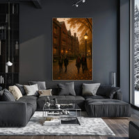 Ivy Covered University Building Autumn Scene Realism Poster