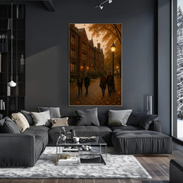 Ivy Covered University Building Autumn Scene Realism Poster