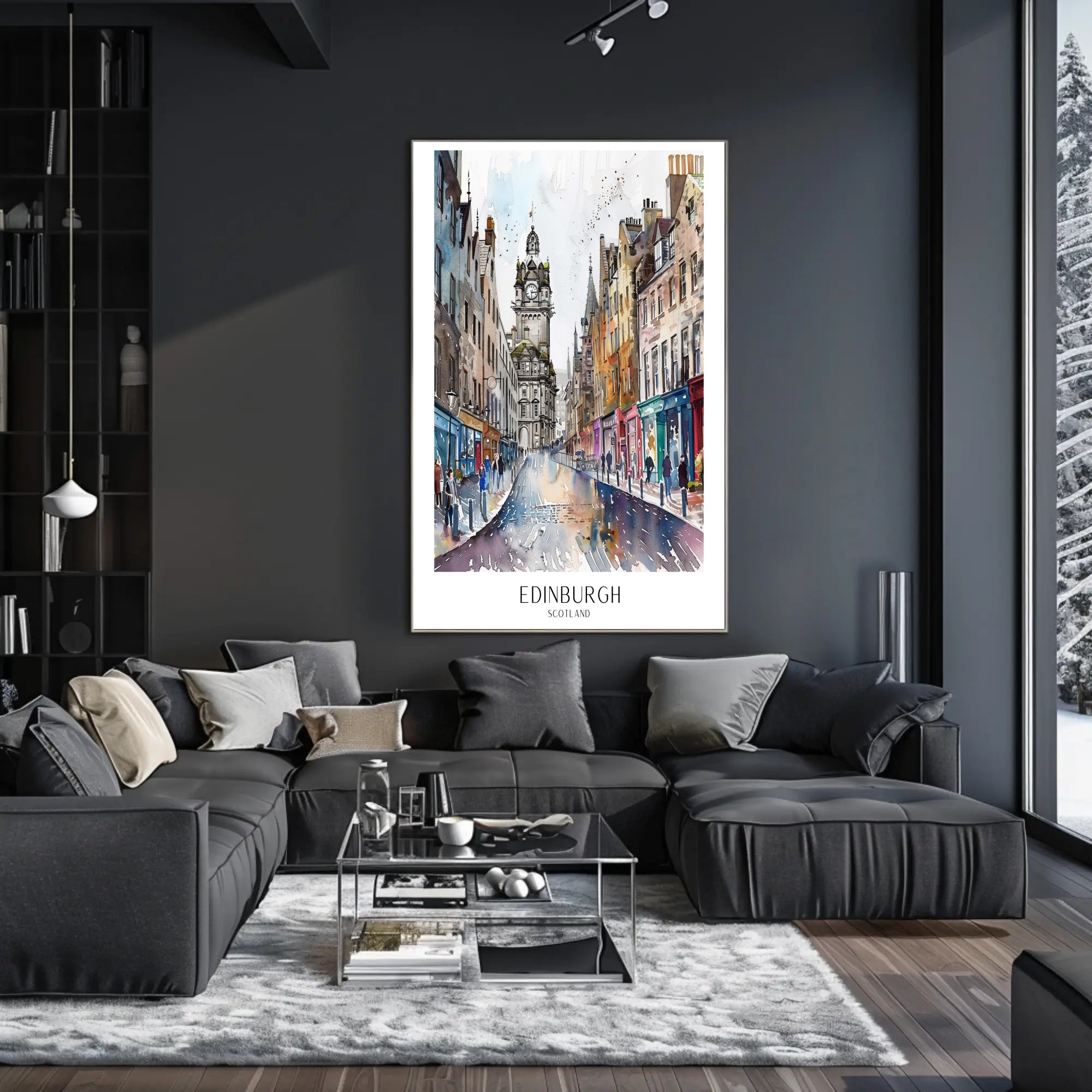 Vibrant Watercolor Street Scene in Edinburgh Urban or Cityscape Poster PosterGoat