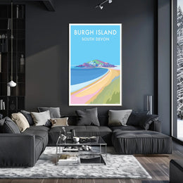 Burgh Island Vibrant Coastal Scene Travel Poster PosterGoat