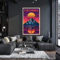 Synthwave Sunset Retro-Futuristic Art Poster