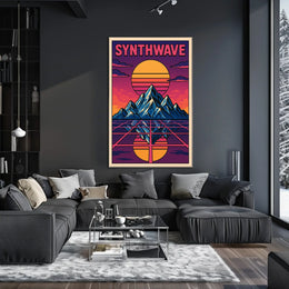 Synthwave Sunset Retro-Futuristic Art Poster