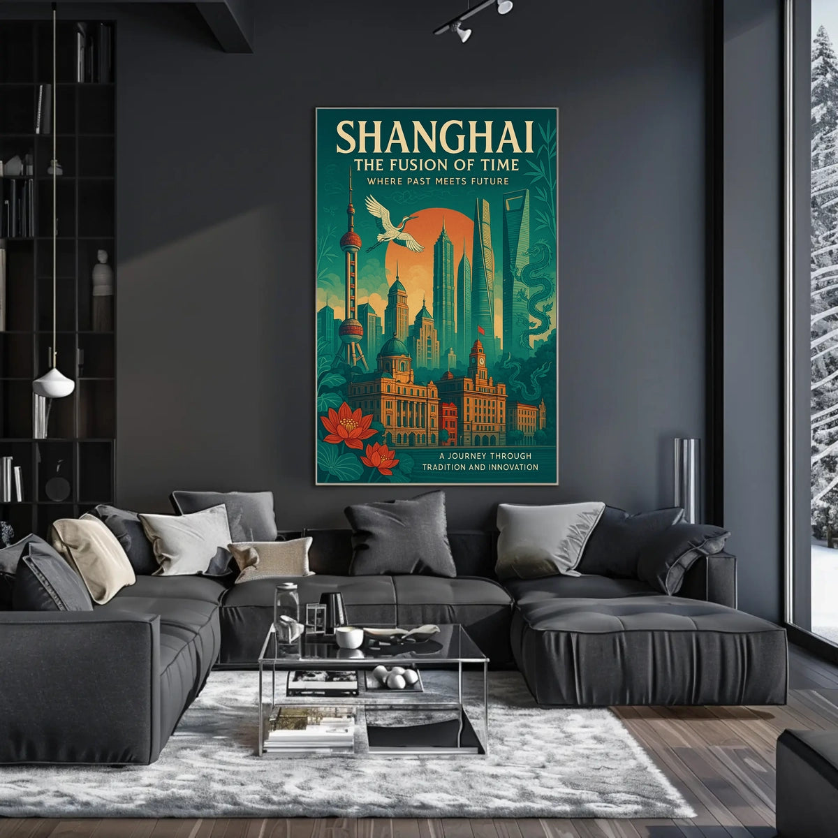 Shanghai Architecture Illustrative Modern Traditional Poster