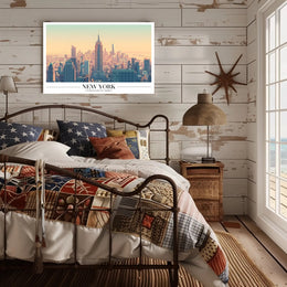 New York City Skyline Illustration Poster Modern Wall Art