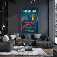 Kansas City Jazz and BBQ Urban Cityscape Poster PosterGoat