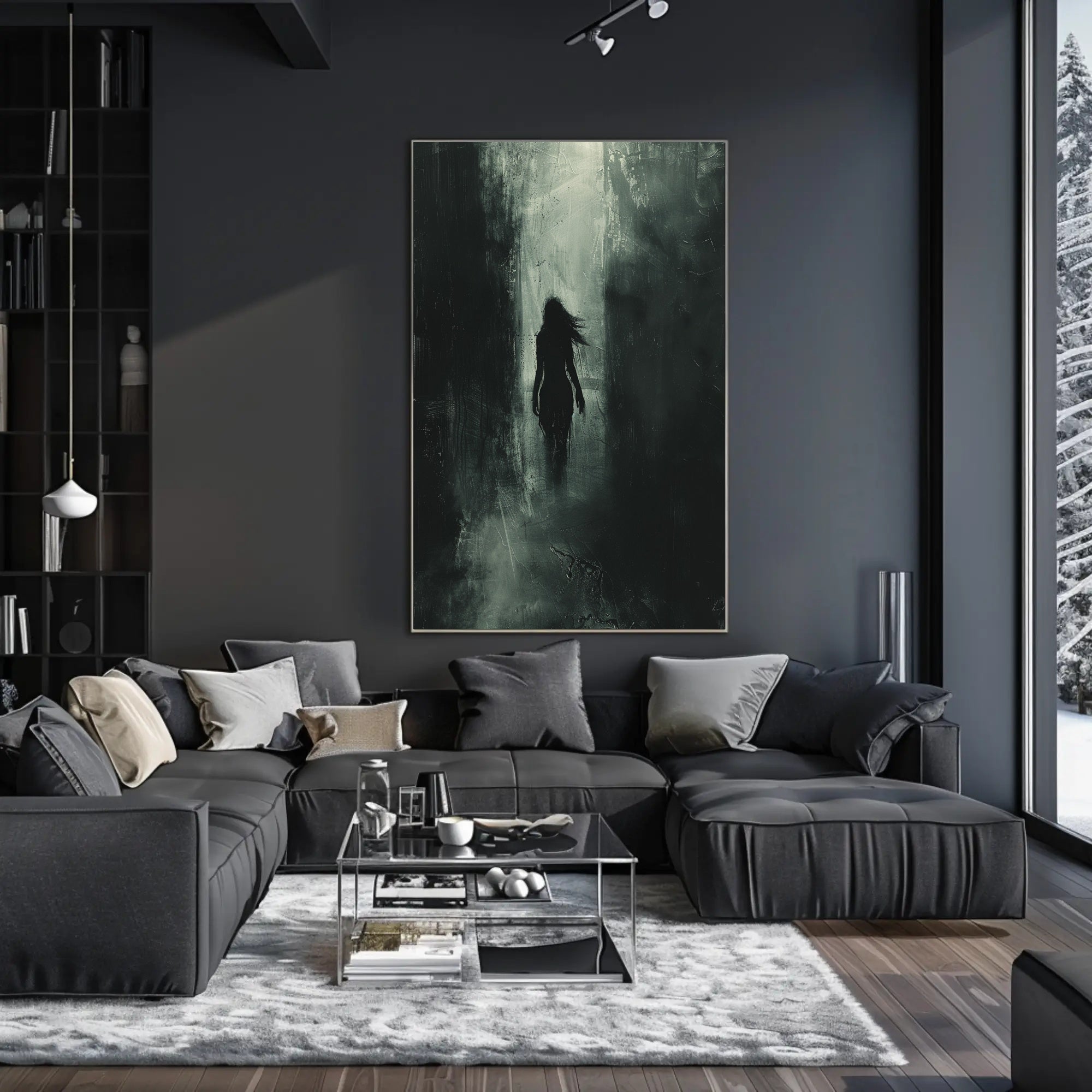 Dark Silhouette: Enigmatic Urban Art Poster PosterGoat