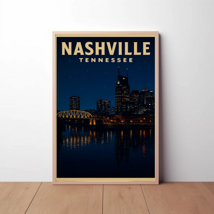 Nashville Tennessee City Night Skyline Poster Poster