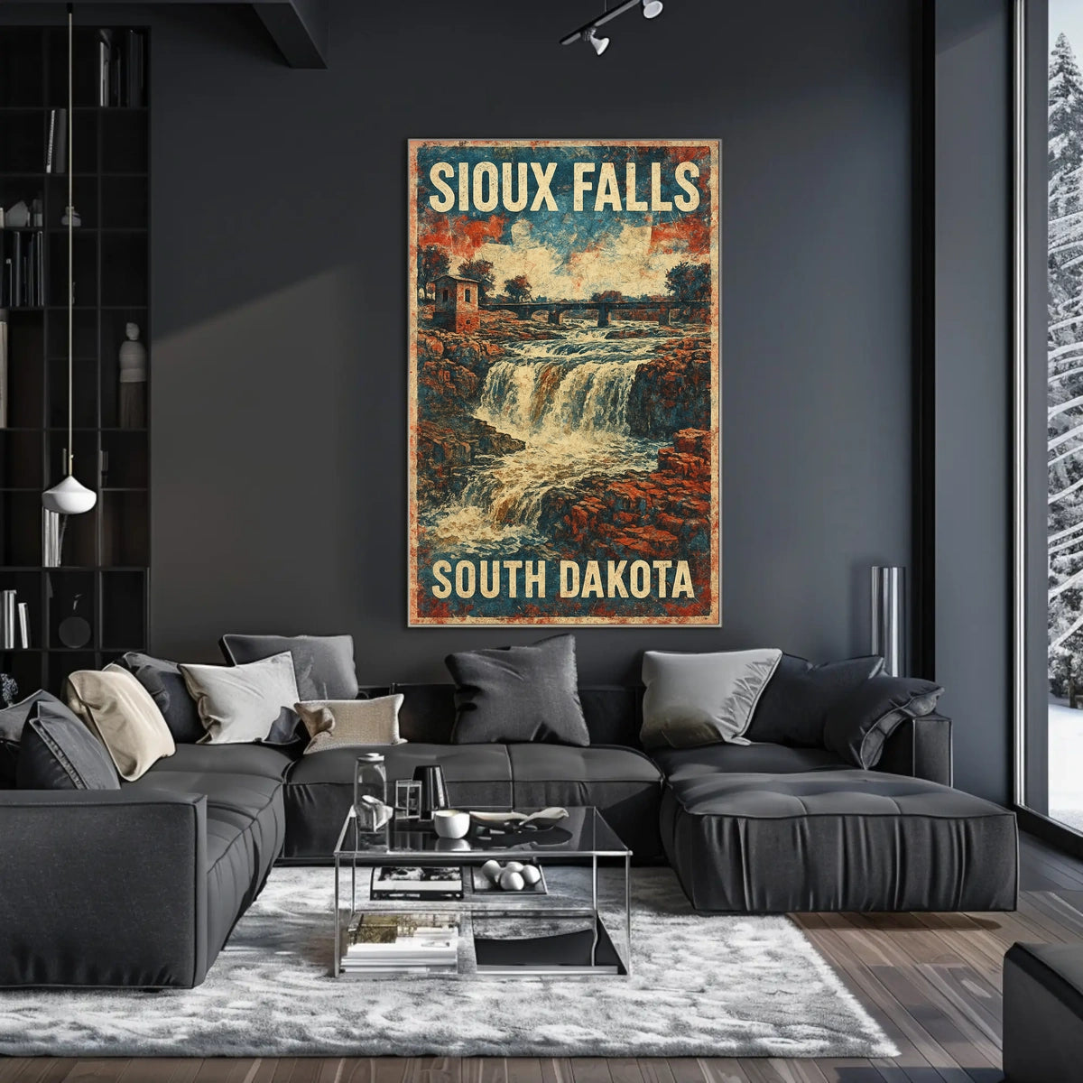 Sioux Falls Scenic Nostalgic Travel Art Deco Poster