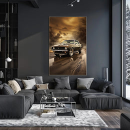 Classic Muscle Car at Sunset Poster PosterGoat