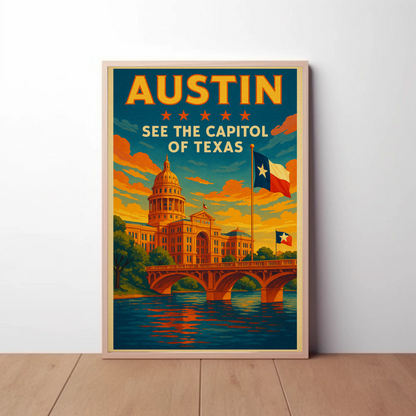Austin Texas Capitol Travel Poster