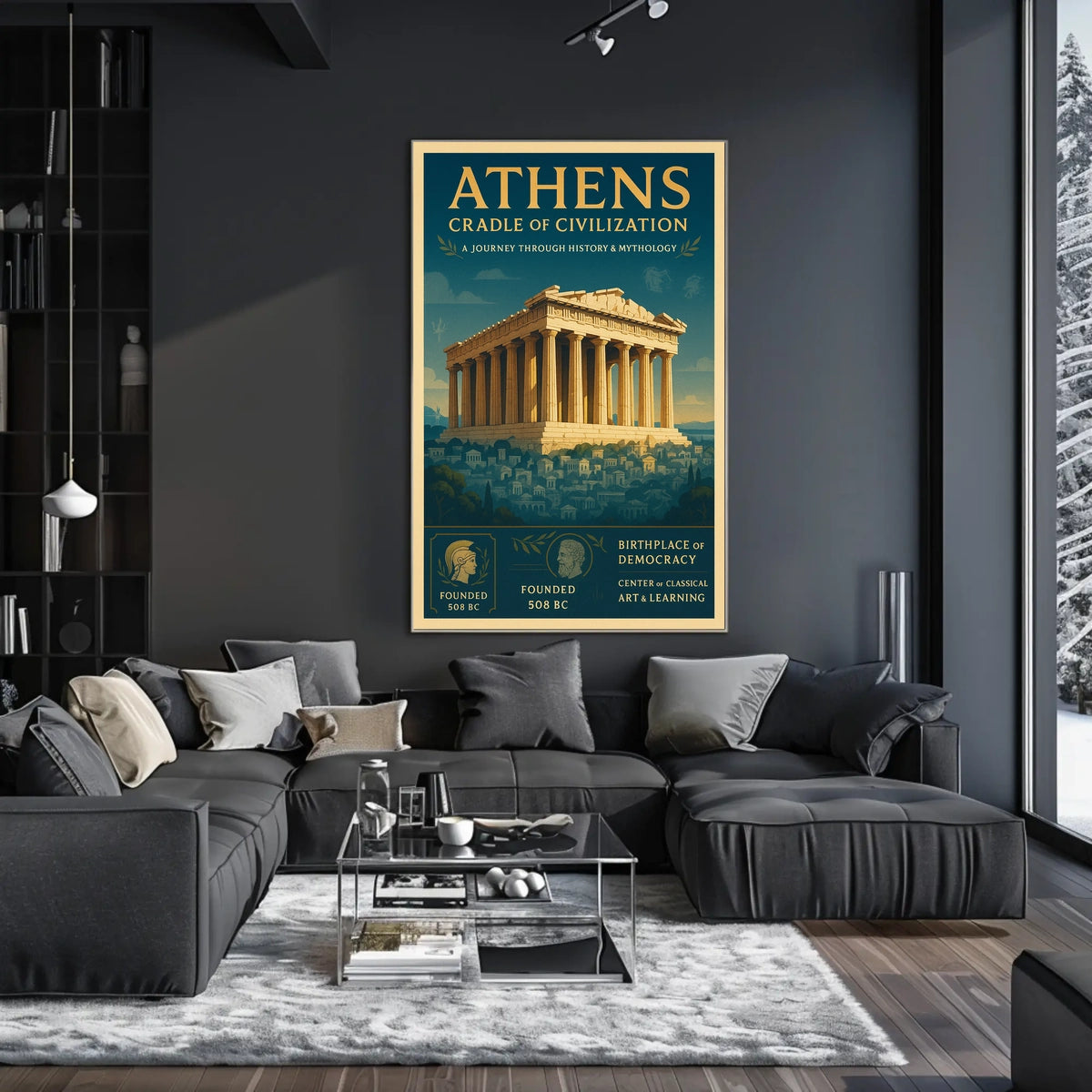 Athens Vintage Parthenon Poster: Classical Elegance Art
