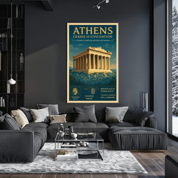 Athens Vintage Parthenon Poster: Classical Elegance Art