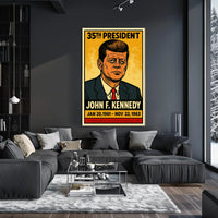 John F. Kennedy 35th President of the United States Inked Comic Style Poster