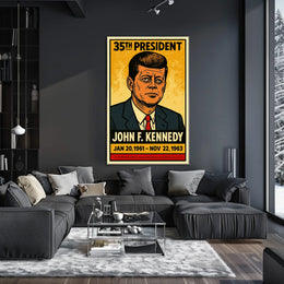 John F. Kennedy 35th President of the United States Inked Comic Style Poster