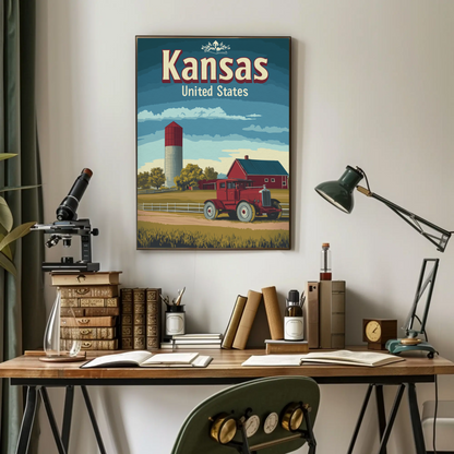 Kansas Farm Truck Vintage Poster