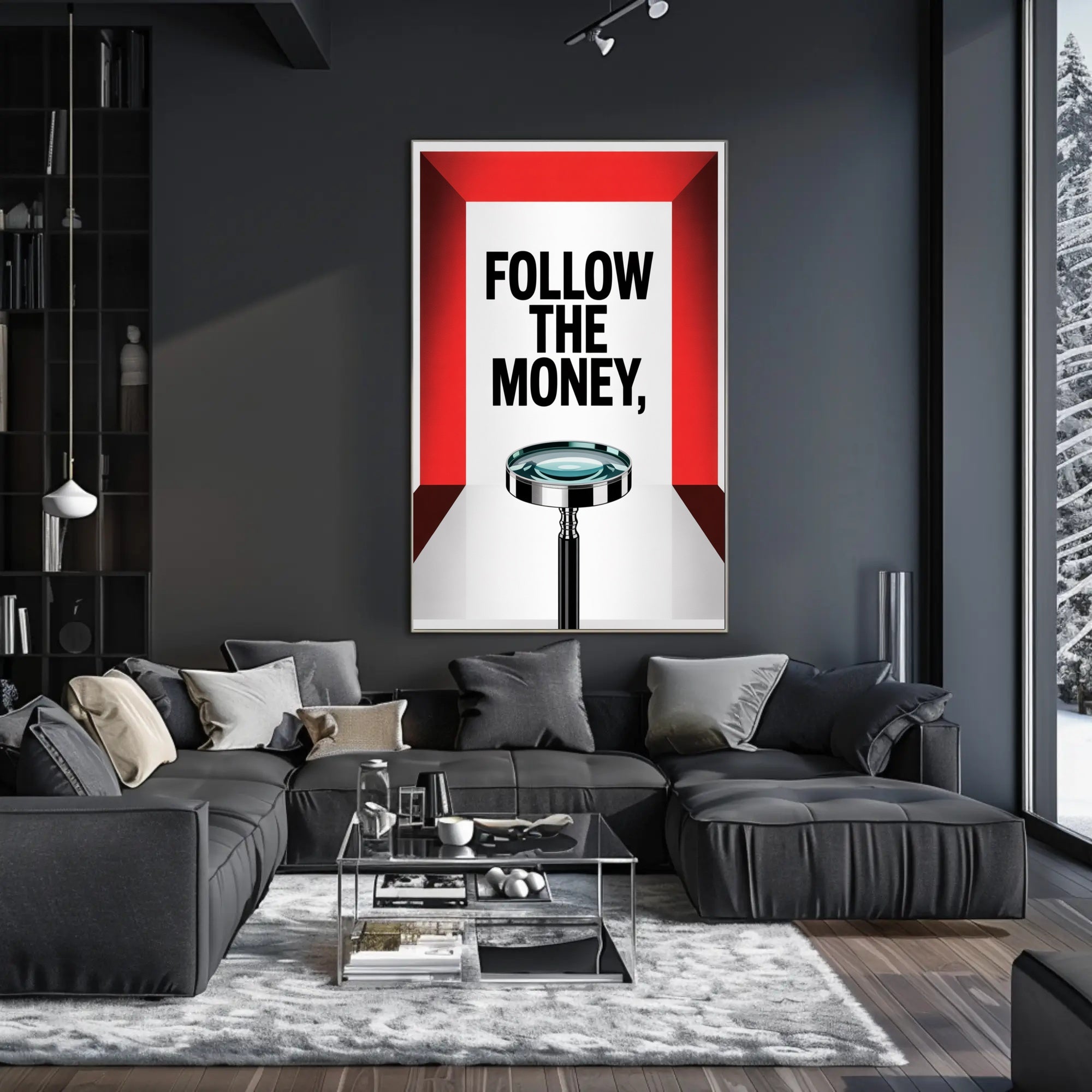 FOLLOW THE MONEY financial investigation motivational or quote poster