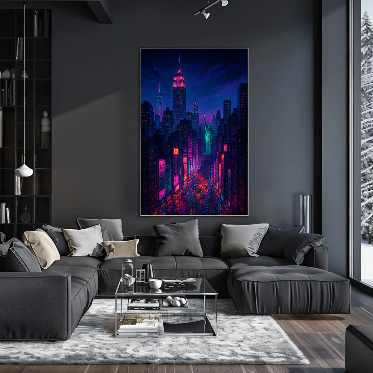 Neon New York Cityscape Night Glow Poster Modern Wall Art
